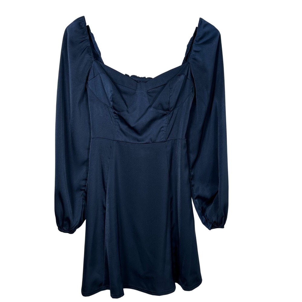 Altar'd State Dress Small Navy Blue Rayna Dress Long Sleeve Semi Formal